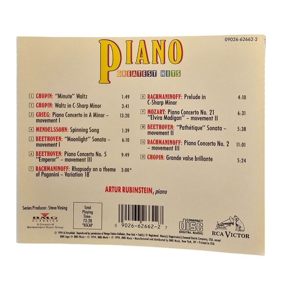 Piano Greatest Hits RCA Victor Music CD Classical 37497cd - Picture 2 of 2